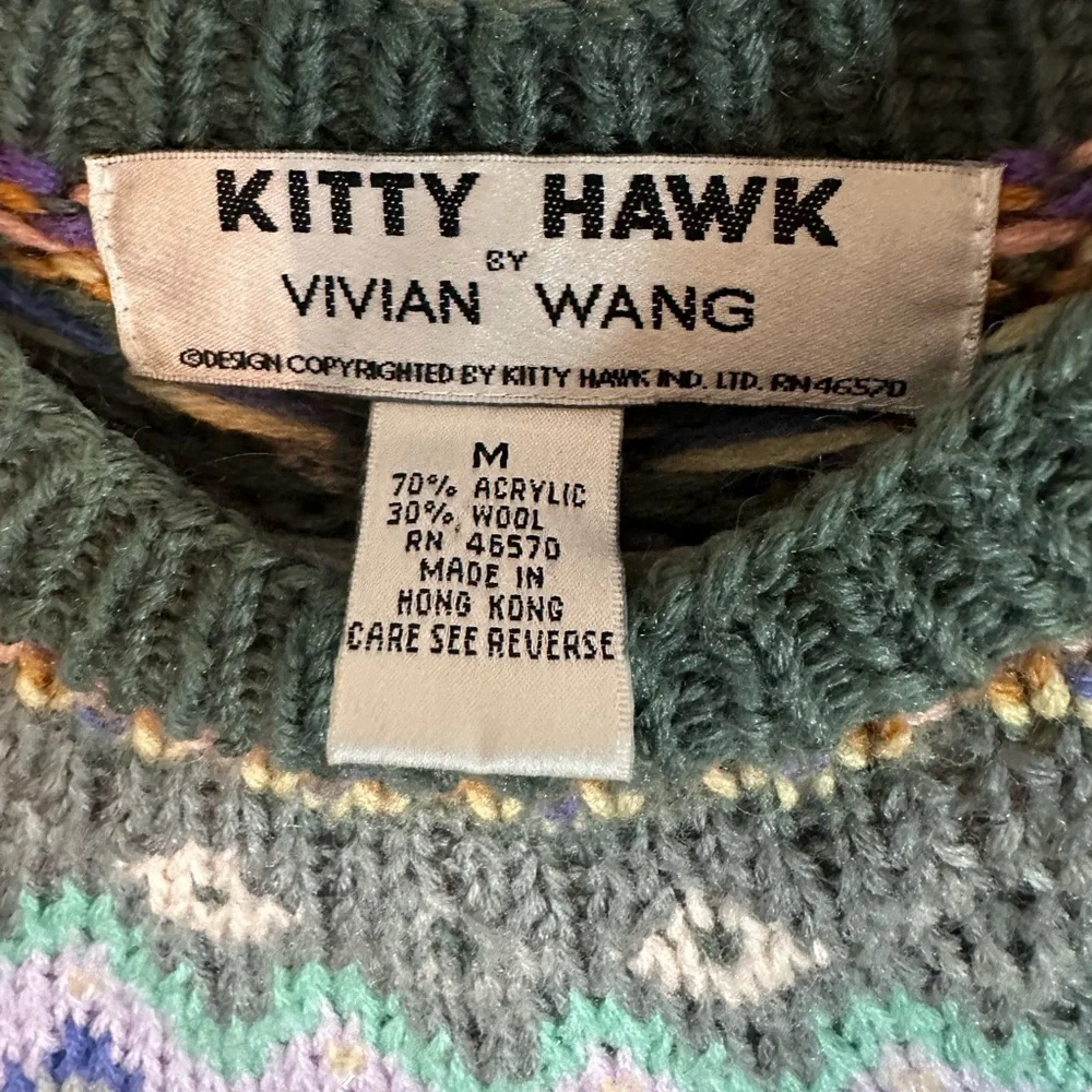 Gorgeous Vintage Nordic, ski lodge Handknit Wool blend Fair Isle sequins sweater - Picture 5 of 9